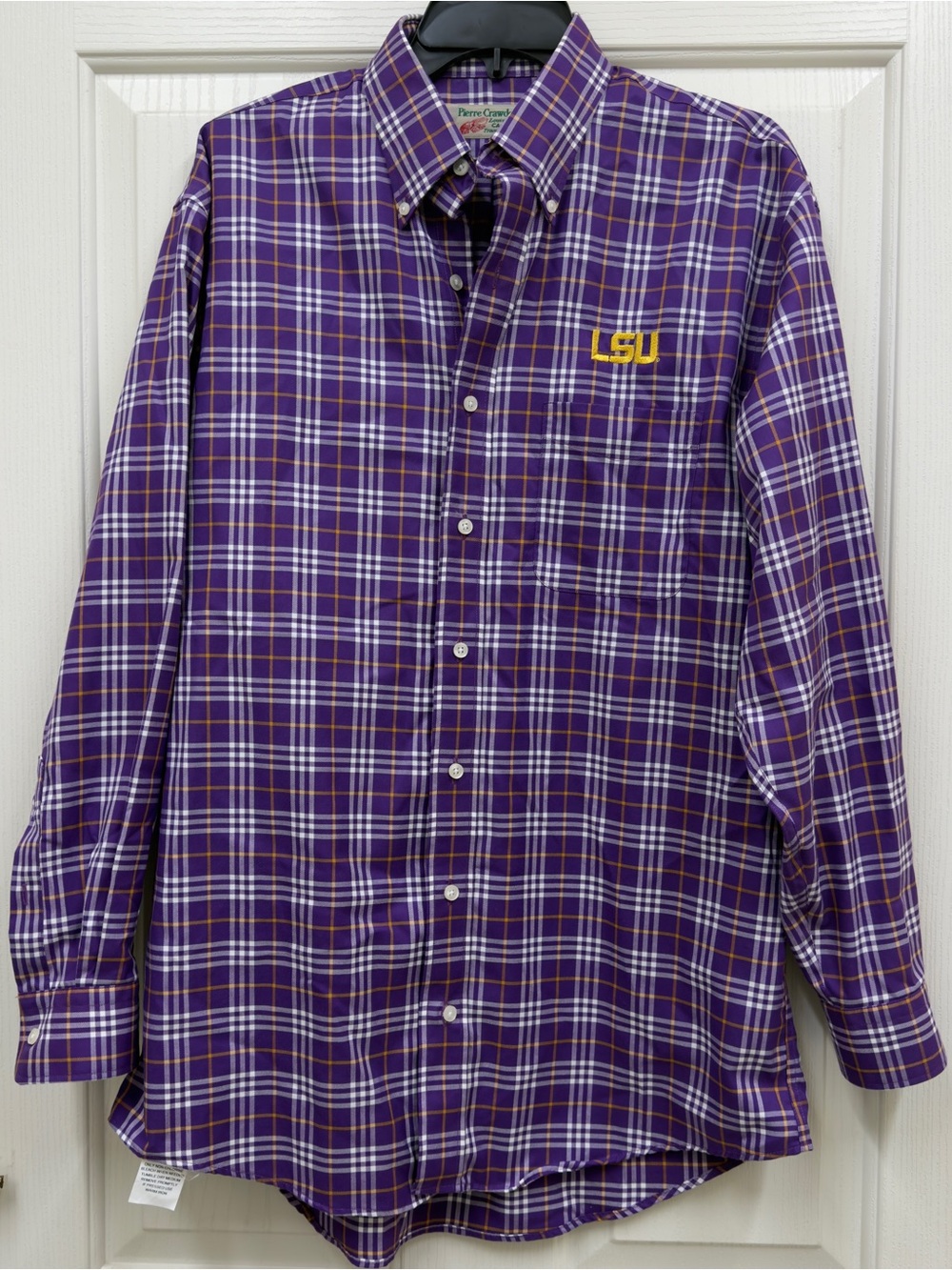 Pierre Crawdeaux LSU Purple Plaid Button-Down Shirt - Collegiate Long Sleeve Med